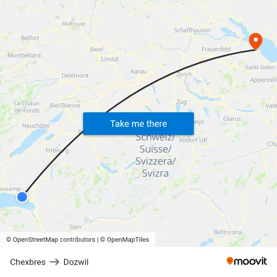 Chexbres to Dozwil map