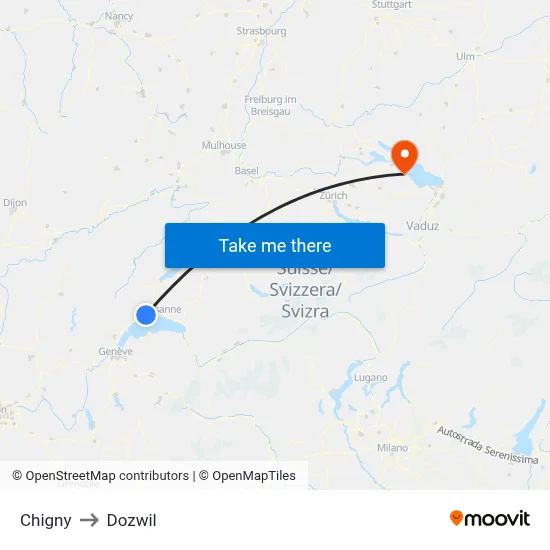 Chigny to Dozwil map