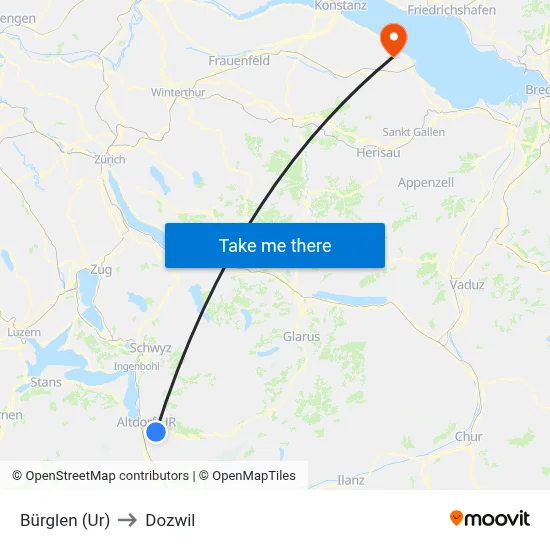 Bürglen (Ur) to Dozwil map