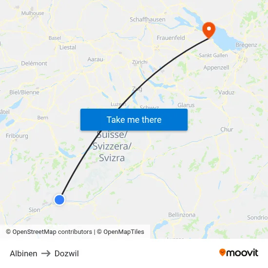 Albinen to Dozwil map