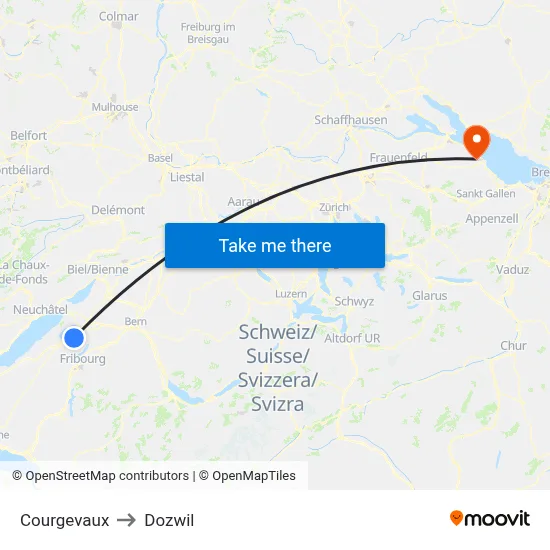 Courgevaux to Dozwil map