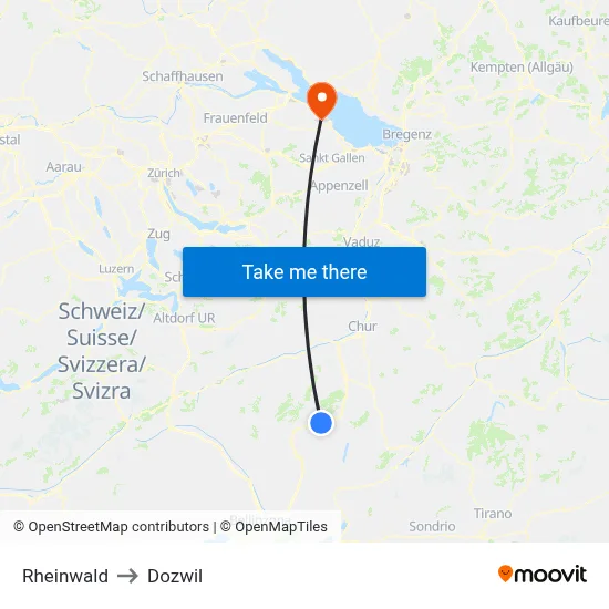 Rheinwald to Dozwil map