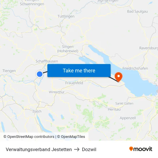 Verwaltungsverband Jestetten to Dozwil map