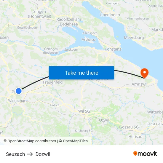 Seuzach to Dozwil map
