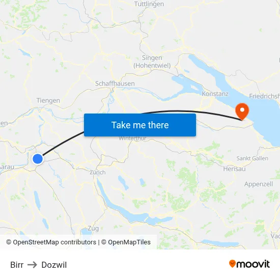 Birr to Dozwil map