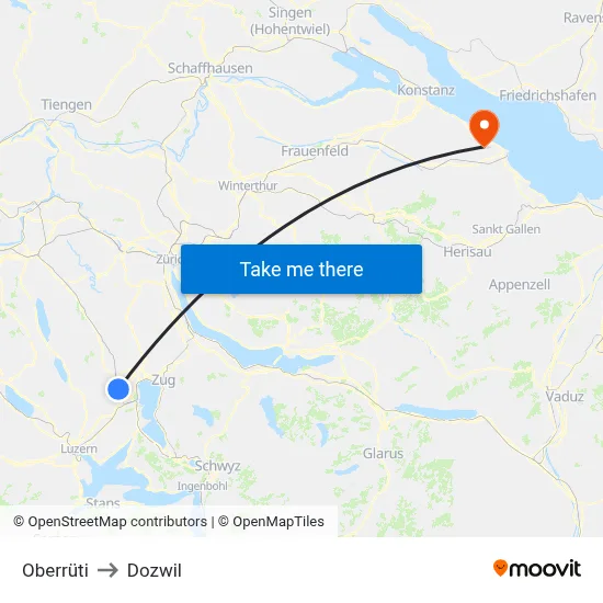 Oberrüti to Dozwil map
