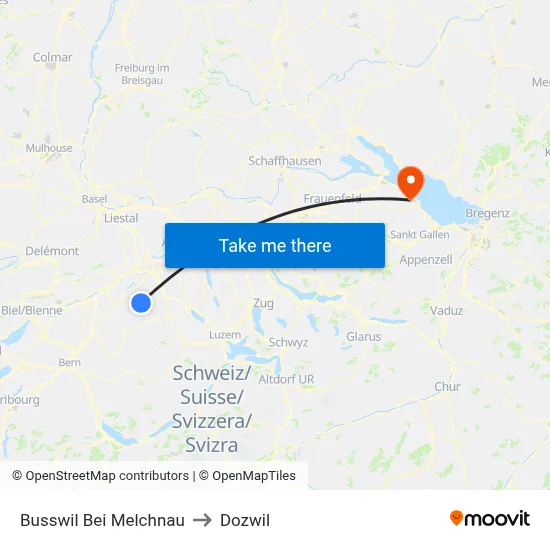 Busswil Bei Melchnau to Dozwil map