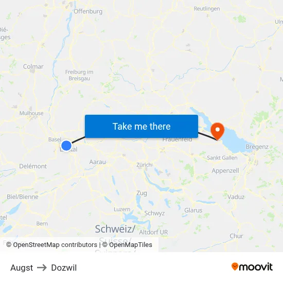 Augst to Dozwil map