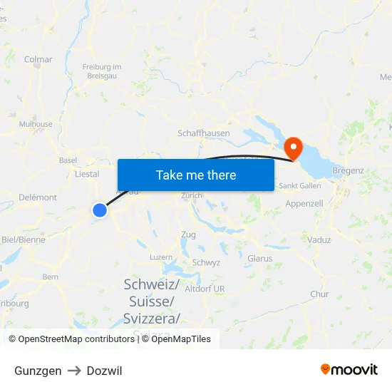 Gunzgen to Dozwil map