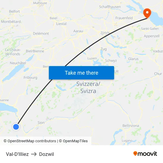 Val-D'Illiez to Dozwil map