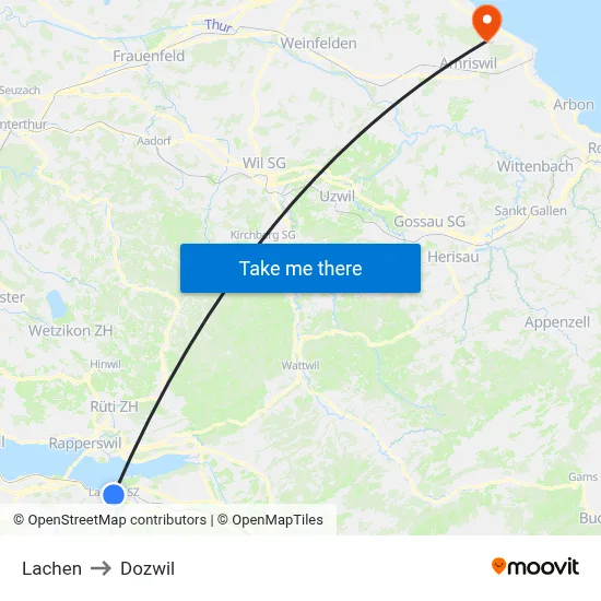 Lachen to Dozwil map