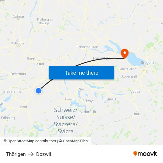 Thörigen to Dozwil map