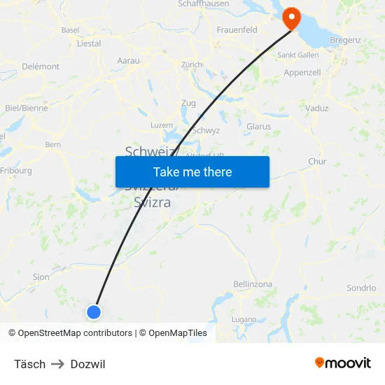 Täsch to Dozwil map