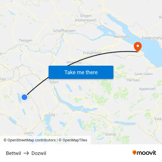 Bettwil to Dozwil map