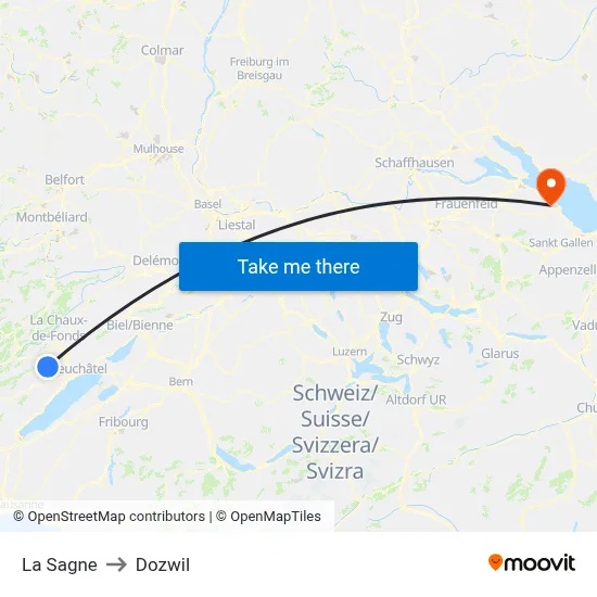 La Sagne to Dozwil map