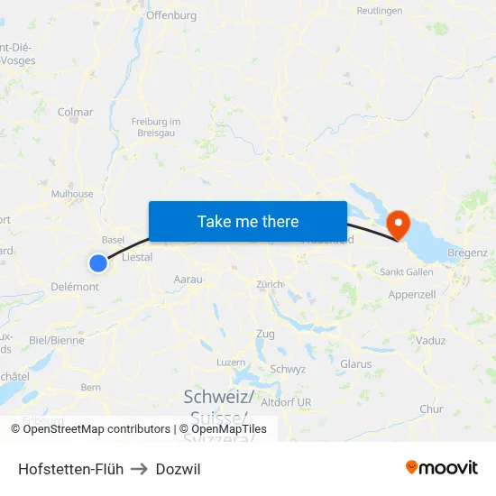 Hofstetten-Flüh to Dozwil map