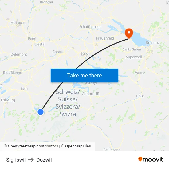 Sigriswil to Dozwil map