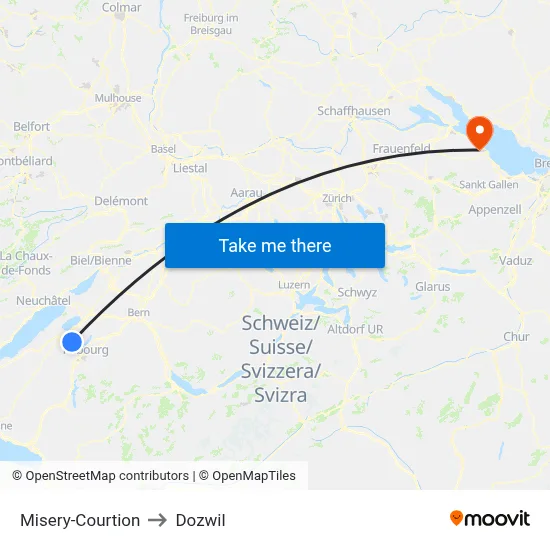 Misery-Courtion to Dozwil map