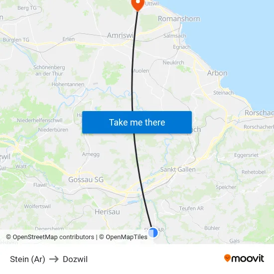 Stein (Ar) to Dozwil map