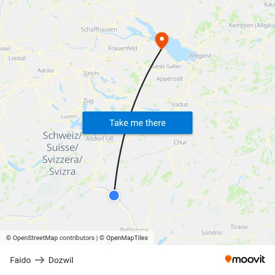 Faido to Dozwil map
