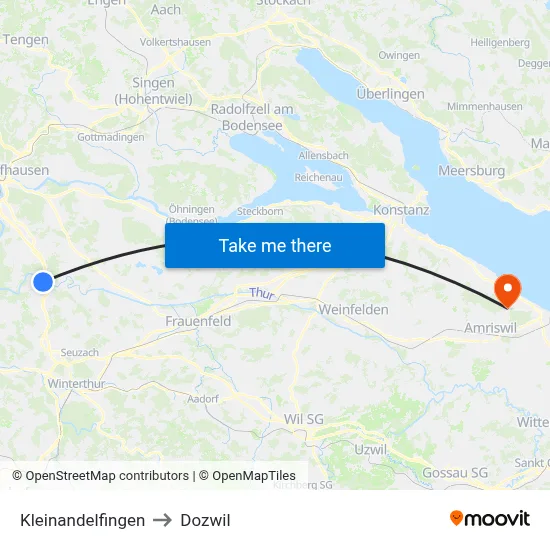 Kleinandelfingen to Dozwil map