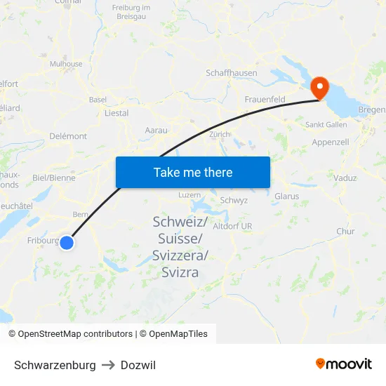 Schwarzenburg to Dozwil map