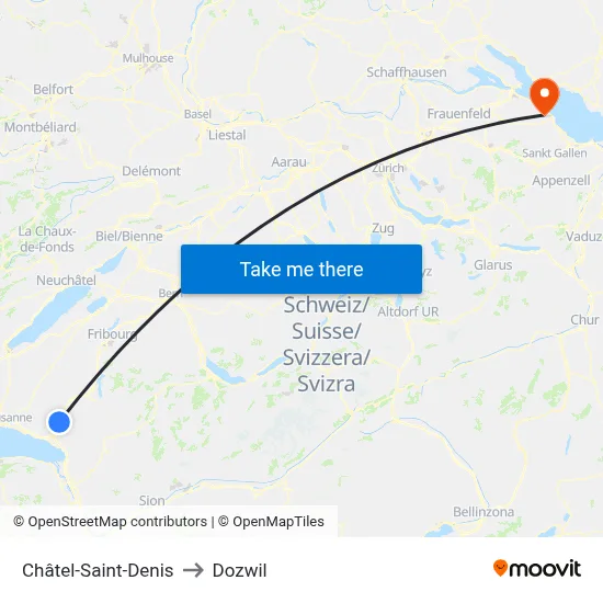 Châtel-Saint-Denis to Dozwil map