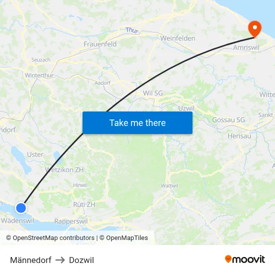 Männedorf to Dozwil map