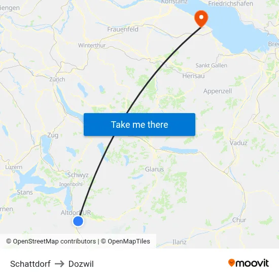 Schattdorf to Dozwil map