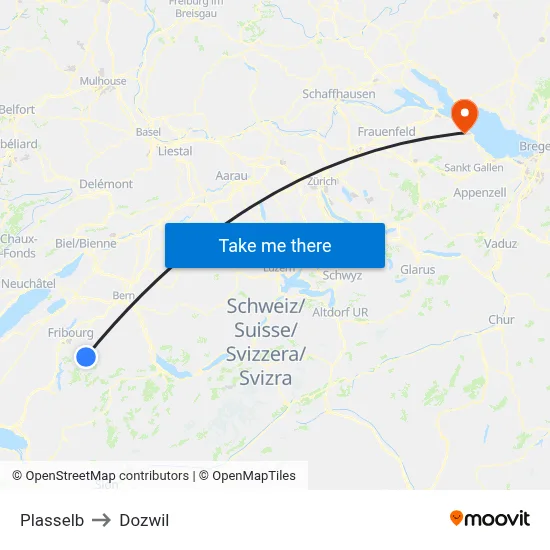 Plasselb to Dozwil map