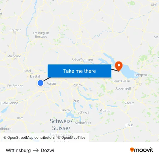 Wittinsburg to Dozwil map