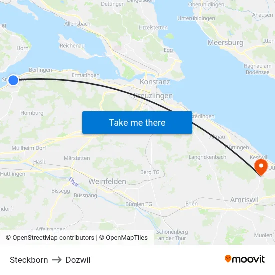 Steckborn to Dozwil map