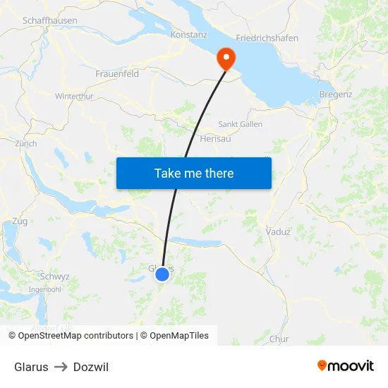 Glarus to Dozwil map
