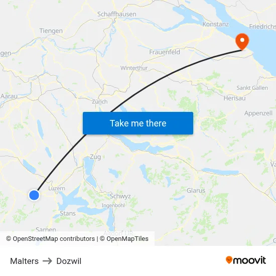 Malters to Dozwil map