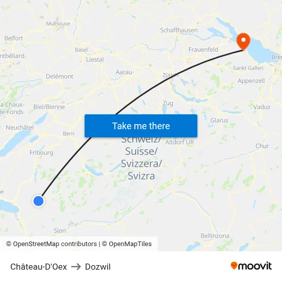 Château-D'Oex to Dozwil map