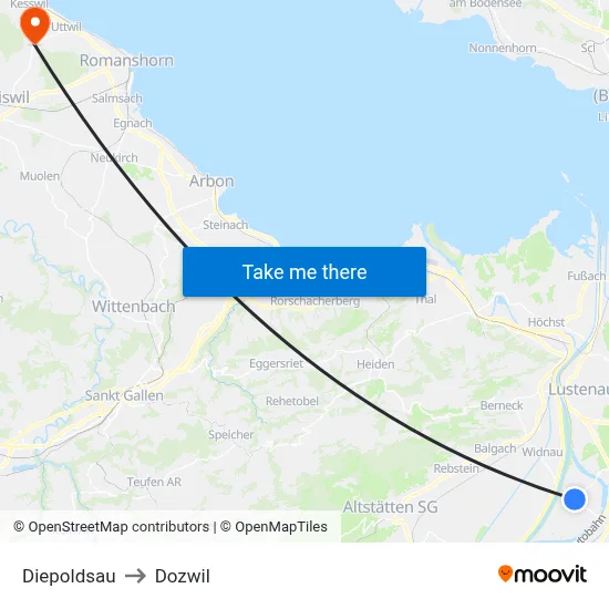 Diepoldsau to Dozwil map