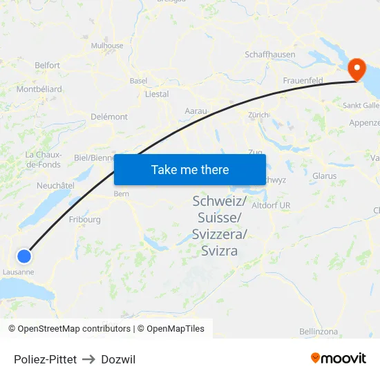 Poliez-Pittet to Dozwil map