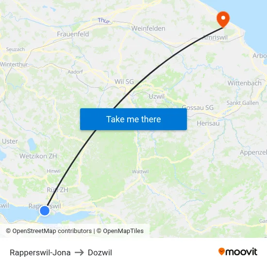 Rapperswil-Jona to Dozwil map