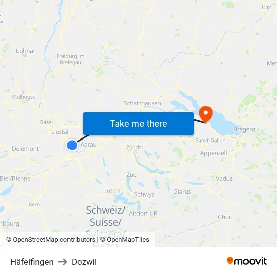 Häfelfingen to Dozwil map
