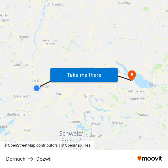 Dornach to Dozwil map
