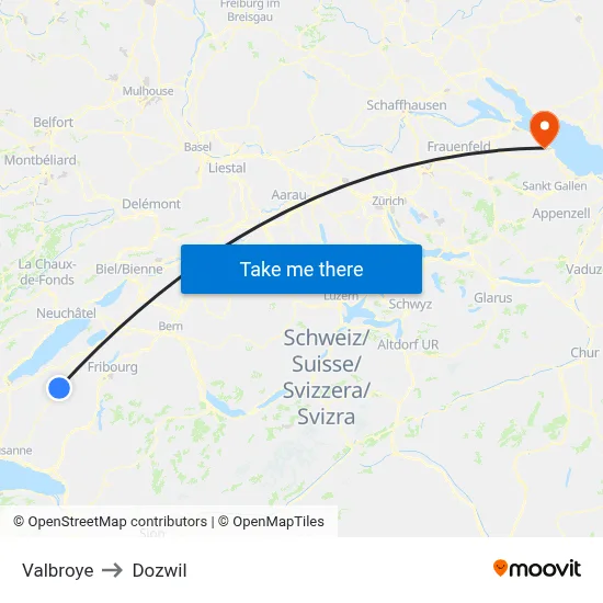 Valbroye to Dozwil map
