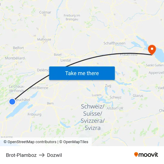 Brot-Plamboz to Dozwil map