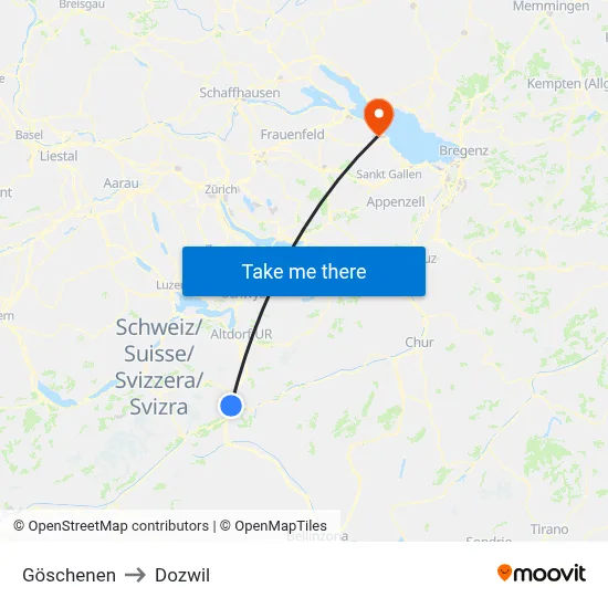 Göschenen to Dozwil map