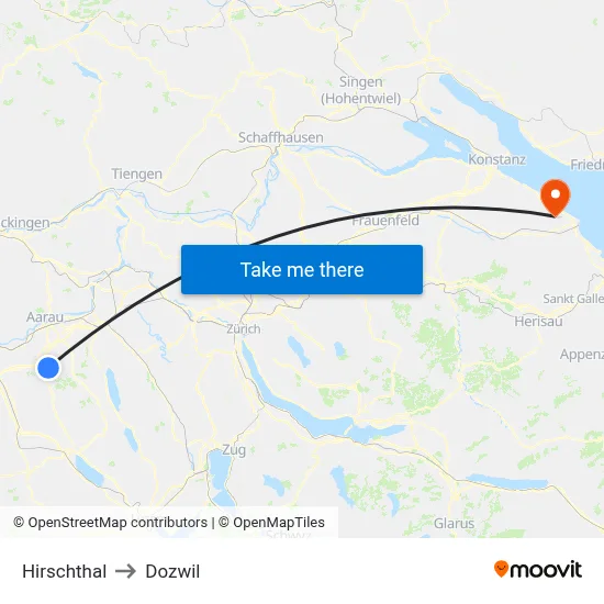 Hirschthal to Dozwil map
