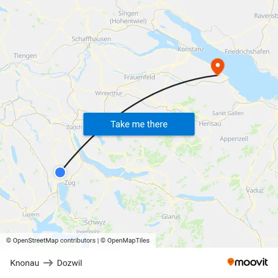 Knonau to Dozwil map