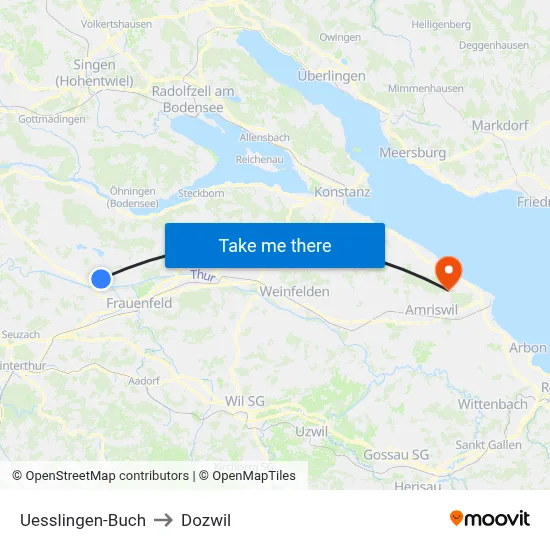 Uesslingen-Buch to Dozwil map