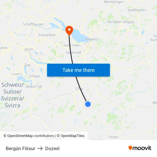 Bergün Filisur to Dozwil map
