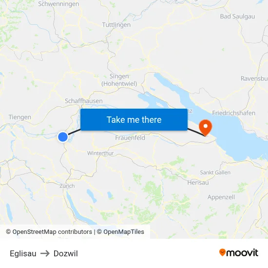 Eglisau to Dozwil map