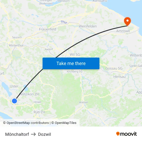 Mönchaltorf to Dozwil map