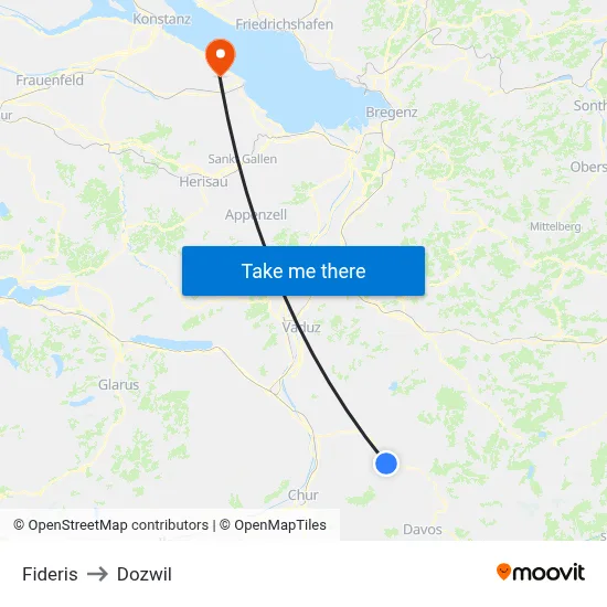 Fideris to Dozwil map